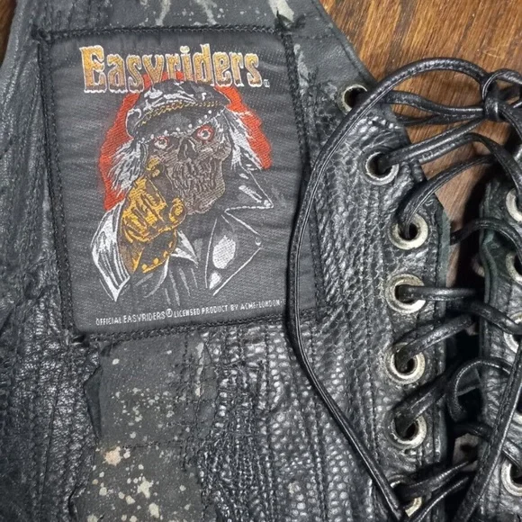 Custom rock n roll lynrd skynyrd Patches Leather Halter Vest Xsmall Small